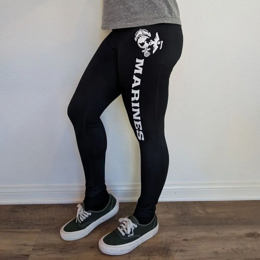 Marine Corps USMC "Marines" Black Leggings